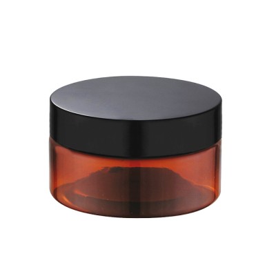 100ml 150ml 200ml 250ml 300ml hot sale empty large cosmetic cream hair gel food container amber plastic jar with black screw lid